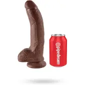 King Cock 9 - dildo met zuignap en ballen - bruin 23cm