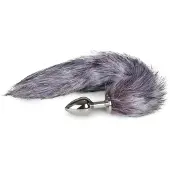 EasyToys Medium zilverkleurige buttplug met vossenstaart
