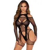 Leg avenue Fishnet Garter Harness and Teddy Black