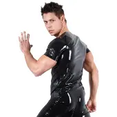 Late X LateX – Latex Shirt in Klassieke Vorm met Korte Mouwen en Gemakkelijk te Combineren Maat S – Zwart