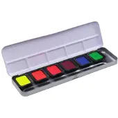 Finetec Verftablet 30x22mm Neon Aquarellcolors, 6 stuks in blik,
