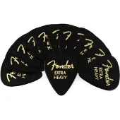 Fender Classic Celluloid Gitaarplectrums 351 Vorm Zwart Extra Zwaar 12-Pack
