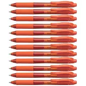 Pentel EnerGel-X intrekbare vloeibare gelpen (0,7 mm) metalen punt oranje inkt doos van 12 (BL107-F)