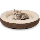 Lionto donut kattenbed Ø55, zacht, wasbaar & met antislip onderzijde, bruin
