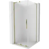 Mexen Velar L douchecabine schuifdeur 100 x 100 , ijs, goud - 871-100-100-33-50