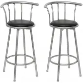 Helloshop26 Set van 2 zwarte houten barkrukken modern ontwerp 1202011