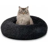 Lionto Knuffelbed kat, donutvormig & extra zacht Ø50 cm donkergrijs