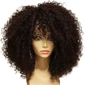 Tlily 16 inch Afro-haarpruiken met pony (A)
