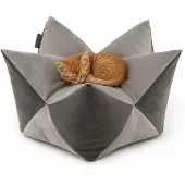 Lionto Sterrenkussen kat, zacht kattenbed 60x35 cm lichtgrijs/donkergrijs