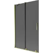 Mexen Velar badwand 2-delig schuifbaar 110 x 150 , grafiet, goud - 896-110-000-41-50