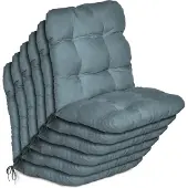 Beautissu Flair NL Stoelkussen Set 6x Lage Rugleuning 100x50x8 cm Duifblauw – Tuinstoelkussen