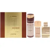 Al Haramain Amber Oud Gold Edition Extreme 3 Pc Gift Set - Unisex Luxury Cologne - Perfume for Men & Women - 2.5oz EDP Spray 1oz EDP Spray 6.6oz Bod