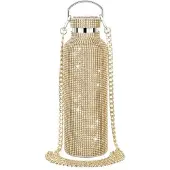 Tlily Glinsterende strass waterfles crossbody bling thermische fles 600ml D