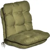 Beautissu Flair NL Stoelkussen Set 2x Lage Rugleuning 100x50x8 cm Olijfgroen – Tuinstoelkussen