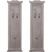MCW Set van 2 kapstokken T33, wandkapstok, kapstokpaneel, wandhaken hout 109x28x4cm ~ grijsbruin shabby
