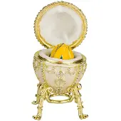 Danila-Souvenirs Faberge-stijl Rozeknop ei juwelendoos juwelenkistje met bloem 9 cm crème