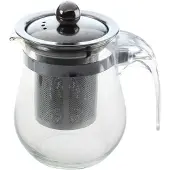 MaxPower 350 ml hittebestendige theepot van helder glas, roestvrijstalen theepot met infuser