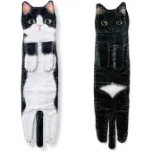 Semoic Grappige kattenhanddoeken voor badkamer- en keukendecoratie T