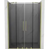 Mexen Velar Duo schuifdouchedeur 160 , grafiet, goud geborsteld - 871-160-000-42-55