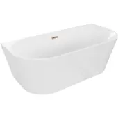 Mexen Oval vrijstaande wandbad 180 x 80 , wit, overloop roségoud - 52671808000-60