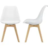 Helloshop26 Set van 2 Scandinavische eetkamerstoelen kunststof wit 03_0002768