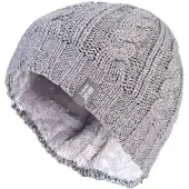 Heat Holder Thermische kabelgebreide wintermuts voor dames - Lichtgrijs