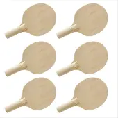 Melitt Set van 6 ongeverfde houten tafeltennisbatjes met handgrepen