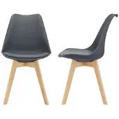 Helloshop26 set van 2 Scandinavische eetkamerstoelen keuken synthetisch plastic grijs