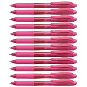 Pentel EnerGel-X intrekbare vloeibare gelpen (0,7 mm) metalen punt roze inkt doos van 12 (BL107-P)