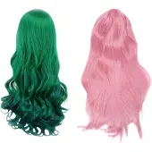Tlily 80cm lange rechte cosplaypruik, veelkleurige hittebestendige, volledig veerkrachtige
