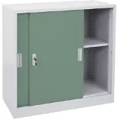 MCW Archiefkast Boston -F41, stalen kantoorkast, met afsluitbare schuifdeuren 90x90x45cm ~ groen