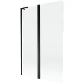 Mexen Mist L badscherm 2-delig 110 x 150 , transparant, zwart - 8A9L-120-011-70-00