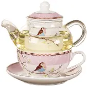 Tlily Keramische bloementheepot Vogelkop Schotel Hittebestendige glazen potset Middagkoffie Thee Roos