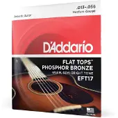 D'Addario Gitaarsnaren - Akoestische Gitaarsnaren - Flat Tops Fosforbrons - Voor 6-snarige Gitaar - Warme Semi-Heldere Toon - EFT17 - Medium 13-56