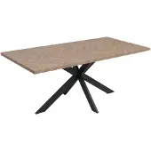 Mendler Eettafel -O55, keukentafel Eettafel, industrieel MDF metaal 180 cm ~ licht eikenlook