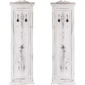 MCW Set van 2 kapstokken T33, wandkapstok, kapstokpaneel, wandhaken hout 109x28x4cm ~ wit shabby