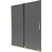 Mexen Velar badwand 2-delig schuifbaar 140 x 150 , grafiet, goud - 896-140-000-41-50