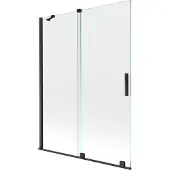 Mexen Velar badwand 2-delig uitschuifbaar 130 x 150 , transparant, zwart - 896-130-000-01-70