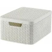 Keter style mandje M + deksel 18 liter vintage wit