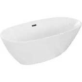 Mexen Eris vrijstaande badkuip 180 x 95 , wit, zwarte overloop - 53441809500-70