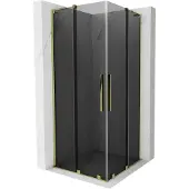 Mexen Velar L Duo schuifdouchecabine 90 x 90 , grafiet, goud - 871-090-090-02-43-50