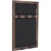 MCW Wandkapstok -C51, kapstok krijtbord, 5 haken 55x34cm ~ bruin, shabby