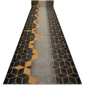 Rugsx Vloerbekleding met rubber bekleed 57 cm HEKSAGON zwart / goud 57x440 cm