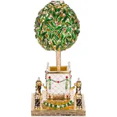 Danila-Souvenirs Faberge-stijl ei juwelendoos juwelenkistje Laurierboom (Sinaasappelboom) met Vogel 16 cm