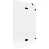 Mexen Lunar badwand 2-delig rechts 110 x 150 , transparant, zwart - 897-110-100-70-00-P