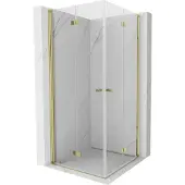 Mexen Mist-F Duo vouwdeur douchecabine 90 x 90 , transparant, goud - 8A6-090L-090P-50-00