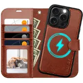 Ocase voor iPhone 16 Pro Max hoesje Afneembare portemonnee-hoes met kaarthouder [2 in 1] PU lederen flip-foliohoes met RFID-blokkeerstandaard Polsban