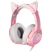 Onikuma K9 - Gaming Headset - Met Microfoon - Roze Koptelefoon - Kattenoren