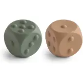 Mushie Siliconen Dobbelsteen Druk Speelgoed | Baby Sensorisch Spel voor 10+ Maanden (Dried Thyme/Natuurlijk)