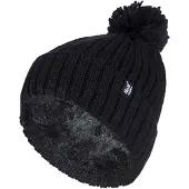 Heat Holder - Thermische Pom Pom Bobble-hoed voor dames - Zwart